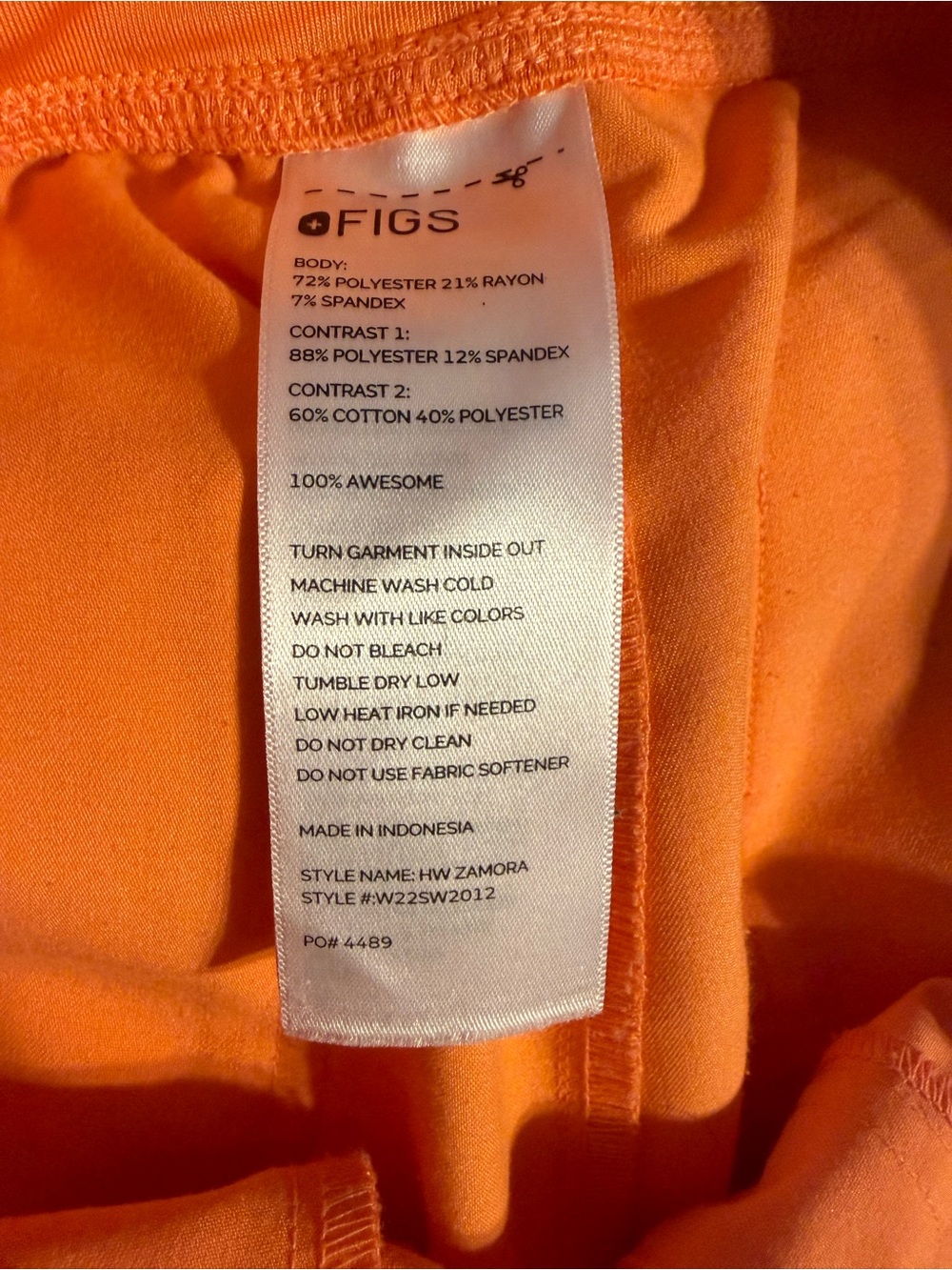 Figs orange HW Papaya Track Jogger Pants with Contrast Drawstring - Picture 7 of 7